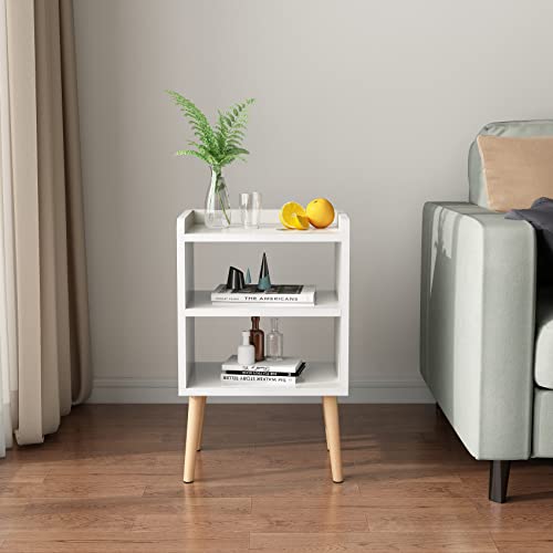 Lucknock Nightstand, Mid-Century Modern Bedside Tables With Storage Shelf, Minimalist And Practical End Side Table, Fashion Bedroom Furnitur,White. #TOP2