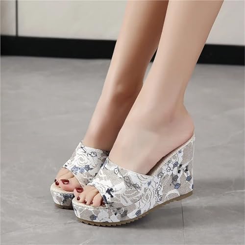 Summer Slippers Platform Embroidered Thick Sole Fashion Wear Women's Shoes4