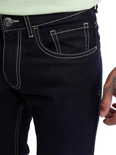 Image of WROGN Men Cotton Blend Jeans | Solid | Mid Rise | Slim Fit