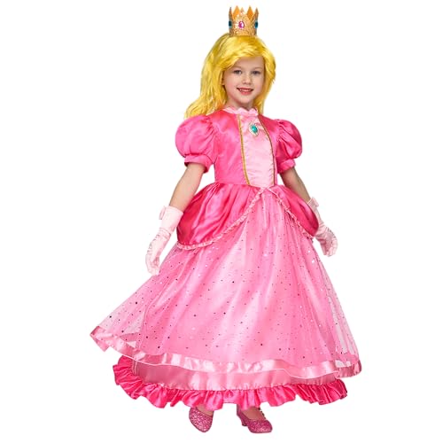 Spooktacular Creations Halloween Pink Princess Dress, Kids Princess Dress Up, Peach Crown Costume for Girls Birthday3