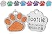 io tags Pet ID Tags, Personalized Dog Tags and Cat Tags, Custom Engraved, Easy to Read, Cute Glitter Paw Pet Tag (Orange)