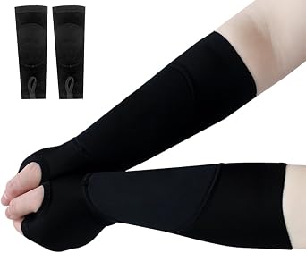 DONGKER Volleyball Arm Sleeves,Passing Hitting Forearm Sleeves With Thumb Hole & Silicone Stripe for Volleyball Training