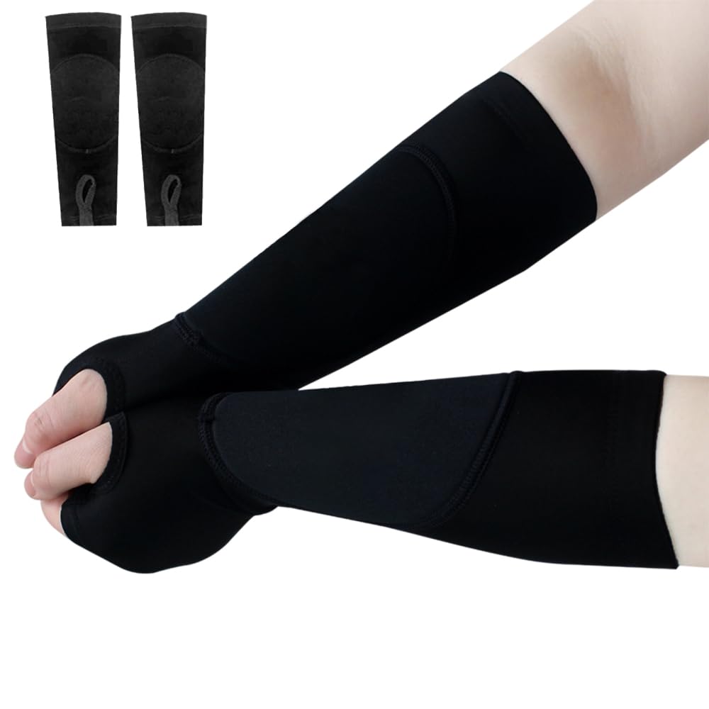 DONGKER 1 Pair Volleyball Arm Sleeves,Passing Hitting Forearm Sleeves with Thumb Hole for Men Women Volleyball Training
