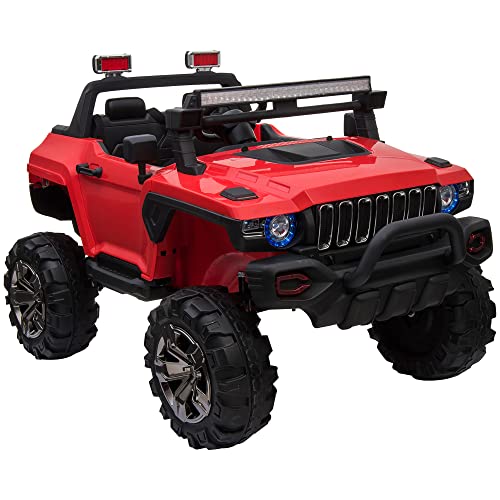 HOMCOM Coche Eléctrico para Niños Vehículo Todoterreno Infantil con Música Luces Batería 12V Control Remoto Carga 50kg para Niños 3 Años+ 135x86x85cm