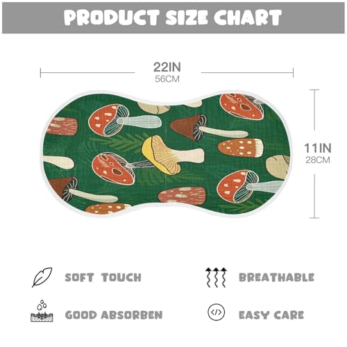 Kigai Mushrooms Burp Cloths for Baby 4-Layer Cotton Muslin Burping Cloths 22x11 inch Super Soft & Absorbent Spit Up Burp Rags for Newborn Boys Girls 1 Pack2