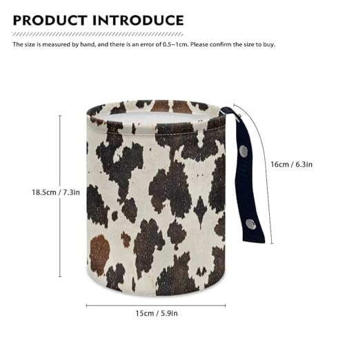 Image of Renewold Car Trash Can Foldable with Adjustable Straps Vintage Brown Cows Printed Organizer Bag for Trip Camping Picnic Auto Garbage Can for Console Front Rear Seat Trash Bin for SUV Van Sedan Truck