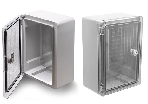 Schaltschrank 200 x 300 x 130 mm Mit Sichtür Verteilerkasten IP65 ABS Lichtgrau verzinkter Montageplatte Verriegelung Tür mit umlaufender Leergehäuse Solar leer Schrank 20x30x13 cm / BXT203013LG