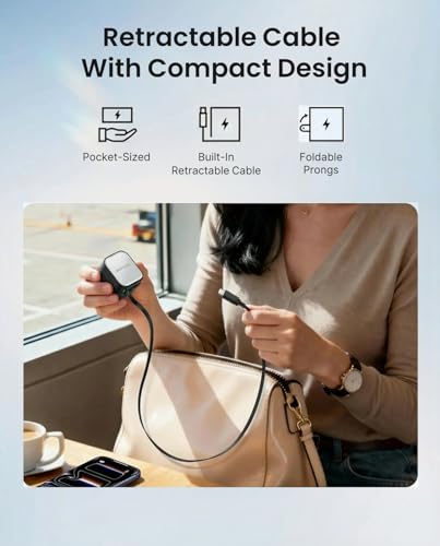 Image of RAVPower 45W GaN PD Fast Charger with Retractable Type-C Cable | 2-Port Wall Adapter (2 USB-C)| Foldable Pin Travel Charger for iPhone, Samsung,Vivo,Oppo,iPad, MacBook & Type C Laptop