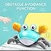 ZONICE Green Crawling Crab Baby Toy with Music and LED Light Up for Kids, Toddler Interactive Learning Development Toy with Automatically Avoid Obstacles, Build in Rechargeable Battery