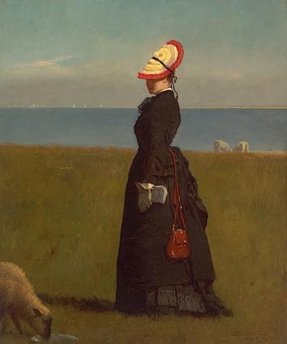 Toile peinture murale Eastman Johnson Agneaux Nantucket décor salon 60x90cm