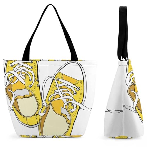 Sac à main jaune femme grand sac à bandoulière de shopping voyage 32cm