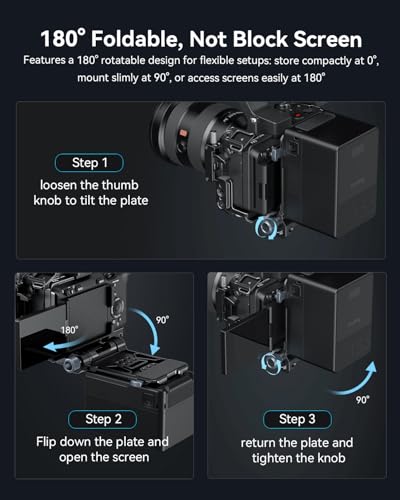 Image of SmallRig V-Mount Battery Plate, V Lock Battery Mounting Plate with 1 /4 inch-20 & 3 /8 inch-16 Threaded Holes, L-Shape Compact & Foldable Tool-Free V Mount Battery Plate for DSLR Camera, Gimbals & Tripod - 4505