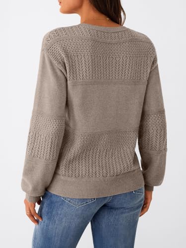 LILLUSORY Women's Hollowed-Out V Neck Sweater Business Casual Pullover Tops4