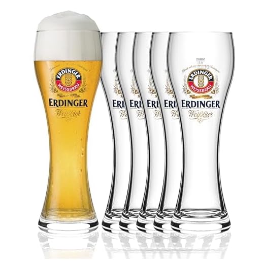 Juego de vasos para cerveza de trigo original de Erdinger de 0,5 l, 6 vasos de cerveza de trigo de 0,5 l, ideales como regalo de cerveza.