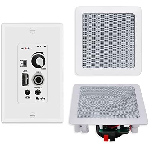 Herdio 5.25 Inch Bluetooth Ceiling Speakers with Wall Mount Control Amplifier Receiver System for Home Living Room Bedroom Bathroom Office (A Pair) Cover