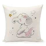 MURUFUL Throw Pillow Cover 18x18 Inch，Cartoon Elephant Ballerina Square Throw Pillow Cases，Cute Ba