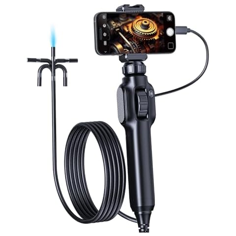 Two-Way 360° Articulating Borescope, Aopick 1080P Inspection Camera, Inspection Scope with Light, 7.9mm Lens IP67 Waterproof Probe, 8 LED Light, Endoscope Compatible with Android/iOS Phone (1M/3.28FT) Cover