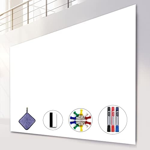 Dry Erase Sticker for Wall, White Board Stickers, 4' x3' Whiteboard Wall Paper Roll, 48 x 36 inches Dry Erase Contact Paper, AFMAT White Board Stick on Wall, PET Dry Erase Surface, No Ghost, 3 Markers