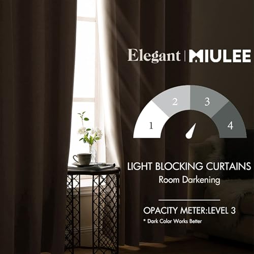 MIULEE Blackout Curtains for Bedroom Living Room Thermal Insulated Room Darkening Grommet Top Solid Light Blocking Drapery Set of 2 Window Panels 52 x 72 Inches Taupe
