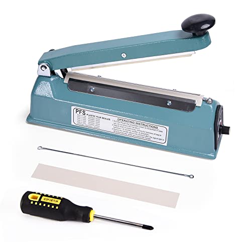 COFOETLN Impulse Heat Sealer, 8inch Heat Sealer, Poly Bag Sealing Machine, Manual Plastic Bags Sealer for Sealing Foods & PE PP Bags, Heat Seal Closer/packer Including 2 heating wires