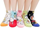 [socksense] アニメキャラクターピーナッツスヌーピーシリーズ 女性 靴下 セット (Day_5pairs)