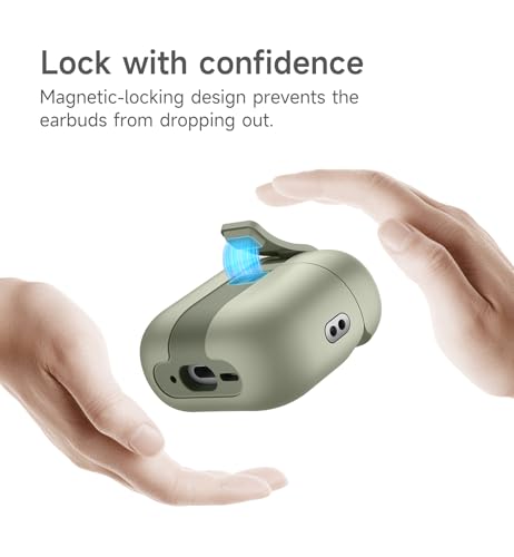 Image of SURITCH for AirPods 4 Case (2024), Magnetic Lock Bumper Cases Compatible with Airpods 4th Generation, Rugged Protective Cover with Stylish Hanging Lanyard Cases for Women Men, Green
