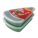 KEVJES 2-Pack Reusable Silicone Leftover Pizza Slice Storage Container with Air-tight Lids-BPA Free,Fits Single Slice up to 16β,Save Space,Refrigerator organizer (Green)