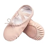 Stelle Ballet Shoes for Girls Toddler Ballet Slippers Soft Leather Boys Dance Shoes for Toddler/Little Kid/Big Kid(Ballet Pink (with Lace), 8MT)
