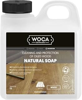 WOCA Natural Soap, White |1 L| - Wood Cleaner for the cleaning of oil finished hardwood floors, tables, millwork, cutting boards, countertops and children’s toys