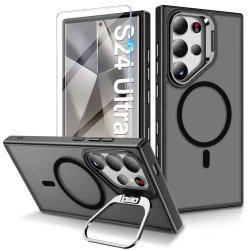 Magnetisch Hülle für Samsung Galaxy S24 Ultra Kompatibel mit MagSafe, Galaxy S24 Ultra Hülle mit Ring Ständer,Stoßfeste ...