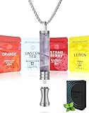 ePicsoa Amethyst Rauchentwöhnung Hilfsmittel Kette + 12 Nikotinfreie Filter(Erdbeere+Zitrone+Orange+Geschmacksneutral), Raucherentwöhnungspfeife mit Atemwiderstand, mit Echtem Rauchgefühl