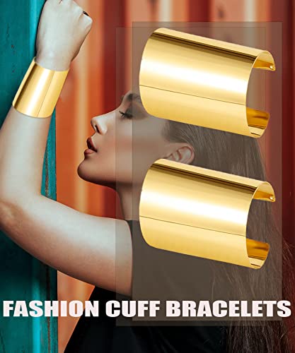 Bomail 2 Pcs Cuff Bangle Bracelet Set For Women Open Wide Wire Bracelets Gold Wrist Cuff Wrap Bracelet Adjustable #TOP5
