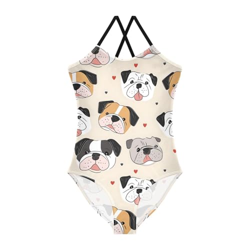 Cartoon Dog Pattern Girls One Piece Swimsuits Summer Quick Dry Beach Bathing Suit