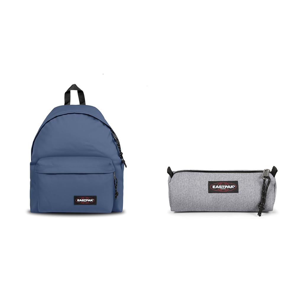 EASTPAK PADDED PAK'R Sac à Dos, 27 L - Powder Pilot (Bleu) & BENCHMARK Single Trousse, 27 L - Sunday Grey (Gris)