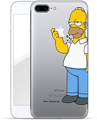 Finoo hard case for iPhone 7 Plus with Simpsons motif “Homer eats apple”, slim shockproof protective cover, case with a licensed pattern, premium case for your phone