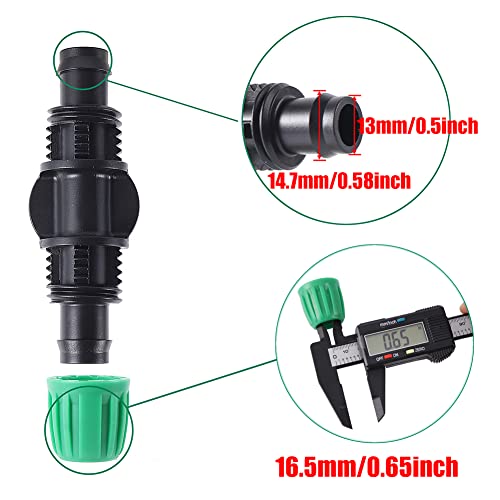 FULAIERGD Pack of 15 Pond Irrigation 1/2" Vinyl Hose (1/2" ID x 0.65" OD) Anti-Drop Quality Fitting (fits 13mm ID) Lock Nut Connectors (Pack of 15 Straight Coupling) - Image 2
