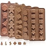 Weihnachten Schokoladenformen Silikon,5 Stück 3D Schokoladenform,Silikon Backformen für Süßigkeiten,Non Stick Wiederverwendbare Schokoladenformen,für Weihnachtsmotiv,Party,Dekoration