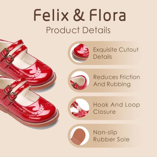 Image of Felix & Flora Toddler Girl Mary Jane Dress Shoes - School Oxford Flats for Girl Party Shoes.