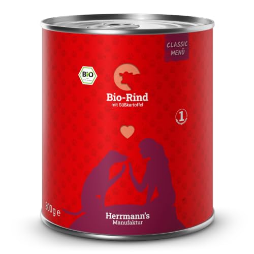 Herrmanns Bio Hundefutter Rind Menu 2 mit Süßkartoffeln, Kürbis 800 g, 6er Pack (6 x 800 g)