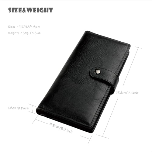 Slim Long Lightweight Wallet for Women,Thin soft Bifold Minimalist Design with Zipper Pocket for Coins (Black)4