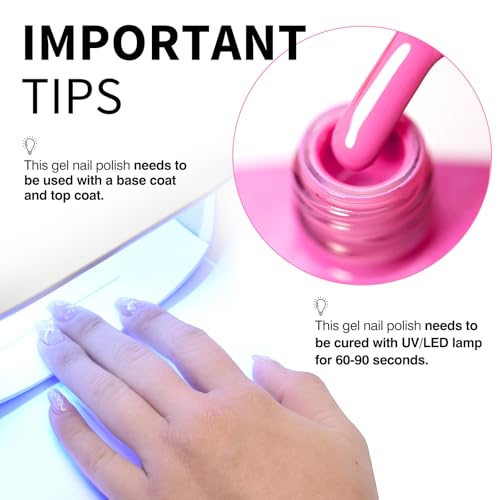 Image of CANNI 9ml Hot Pink Gel Nail Polish, High Gloss UV LED Soak Off Gel