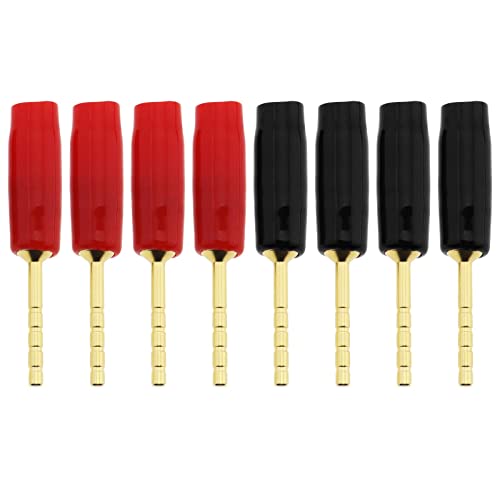 Ecsing 8Pcs Connettori Pin Altoparlante 2Mm Placcato Oro A Vite Tipo Spine Banana Per Collegare Cavi Altoparlante Accessori Audio (4 Rossi E 4 Neri)