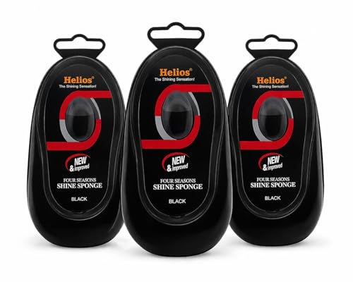 Image of Helios Shoe Shine Sponge for Leather Shoes | Instant Shine Sponge | Easy to Use Shoe Cleaner | Long Lasting Shine for Formal Shoes, Boots & Leather (Black, Pack of 3)