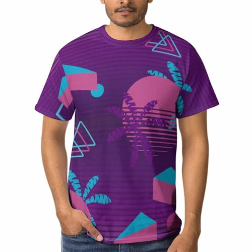 T-Shirt à Col Rond Pour Homme Avec Motif Cocotier Rétro En Coton