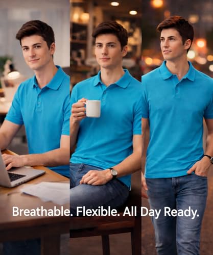 Image of AWG ALL WEATHER GEAR Men's Cotton Blend Polo T-Shirt | Plain Regular Fit | Soft Breathable Fabric | Casual & Formal Wear | Half Sleeve | Collared T-Shirt | Mens Tshirts | Tees for Man