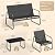 Gizoon 4 Piece Patio Furniture Set, Outdoor Patio Furniture with Loveseat and 2 Single Chairs, Bistro Table and Chairs Set for Backyard, Balcony, Lawn,Black