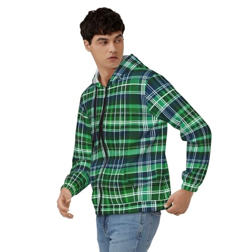 Sweat à capuche zippé finitions soignées en polyester doux écossais