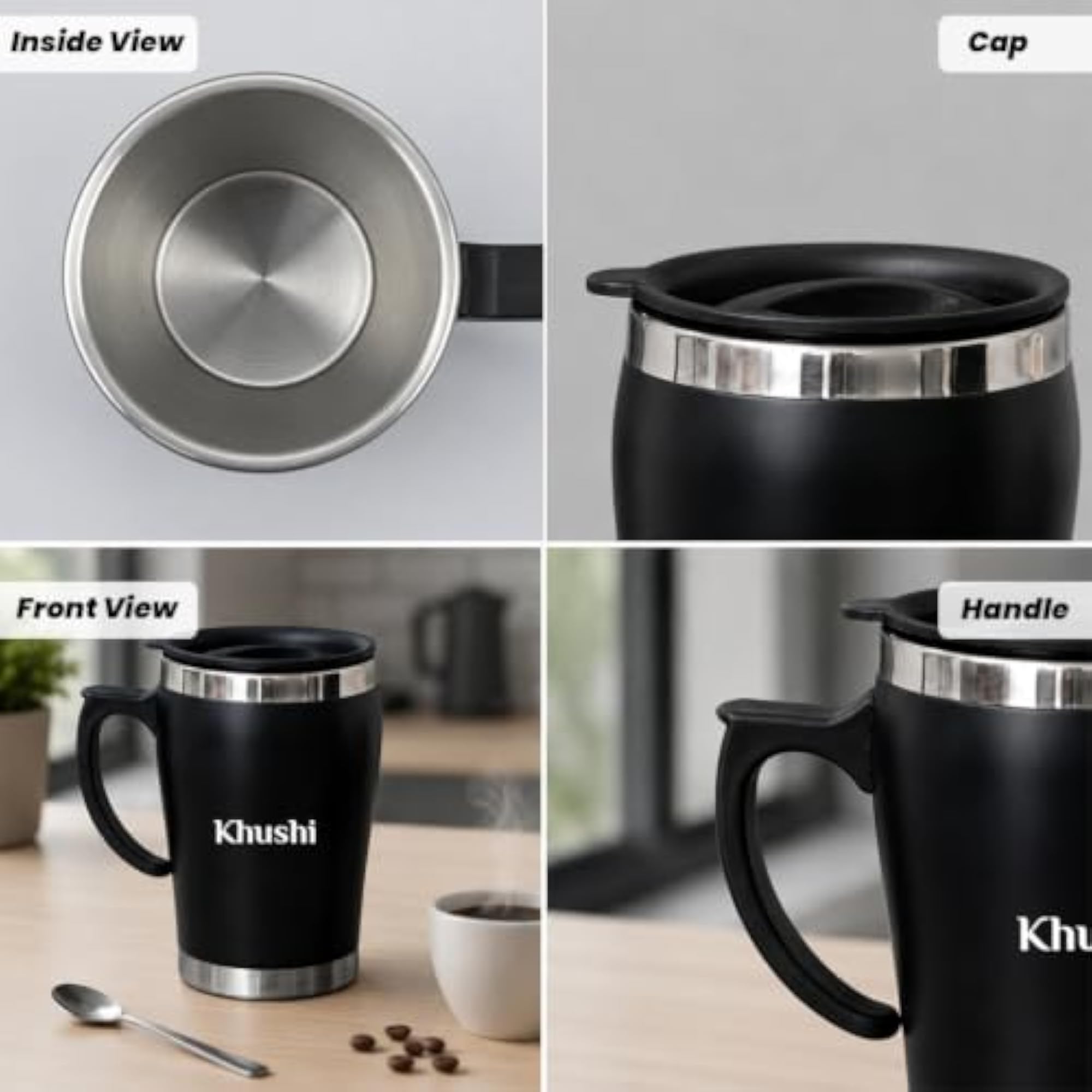 Personalized Coffee Mug with Lid, Stainless Steel