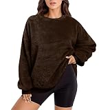 Sudaderas de forro polar de gran tamaño para mujer, tallas grandes, sin botones, trajes de moda, ropa de forro polar O Ncek, chaquetas Dank, marrón, XL