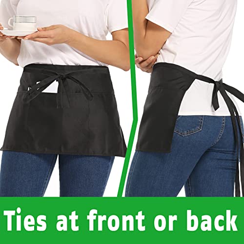 image for NOBONDO 12 Pack Waitress Aprons with 3 Pockets - Waist Aprons for Wome